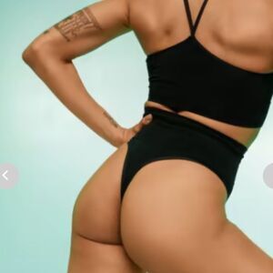 NIB BRAE by SHEERTEX Smoothing Semi-Sheer Thong in Black NWT in box